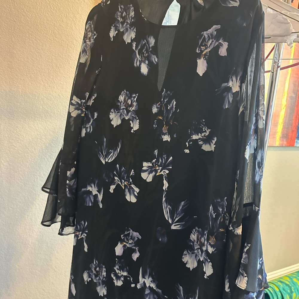 H&M Black Dress with White Floral Design